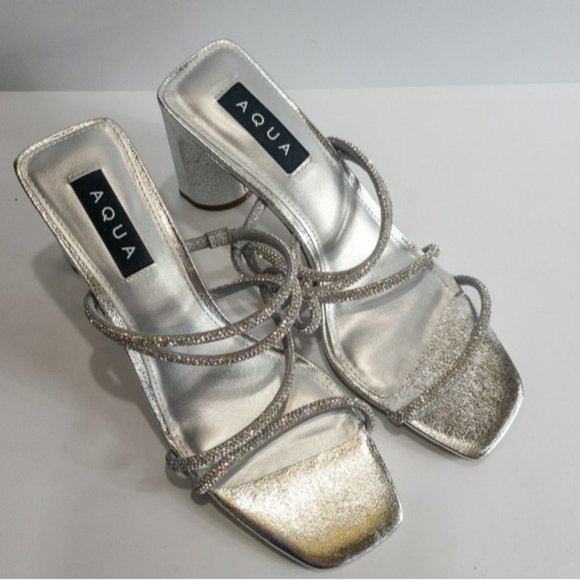 Aqua Livyr Rhinestone High Heel Slide Sandals -8.5 - Picture 3 of 5